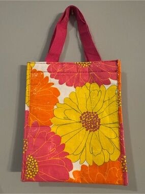 Vibrant Floral Lunch Bag - Pink, Yellow & Orange